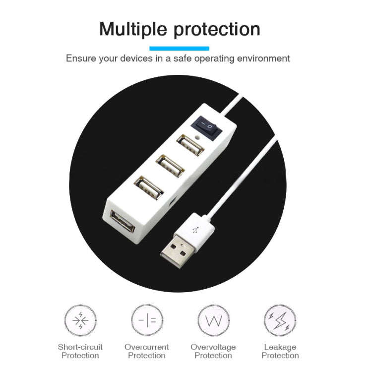 4 Ports USB HUB 2.0 USB Splitter Adapter with Switch, 4 Ports with Switch (White), 4 Ports with S...