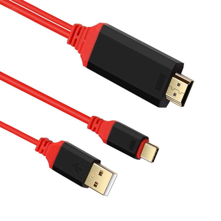 2 in 1 USB-C / Type-C + USB Power Supply Interface to 4K x 2K Ultra HD HDMI Video Cable, Length: ...
