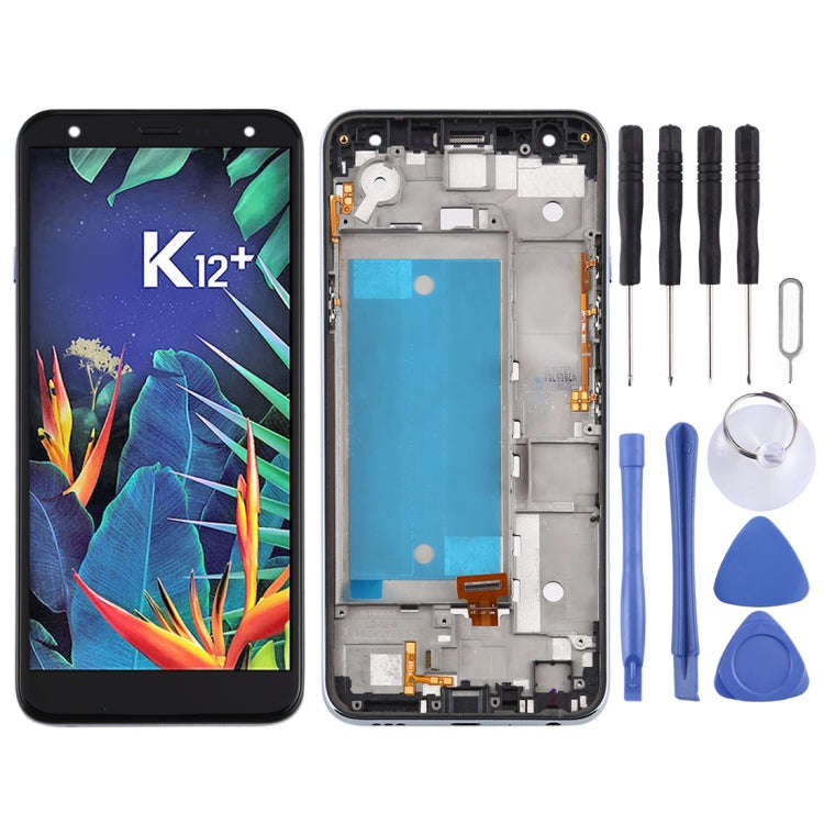 LCD Screen and Digitizer Full Assembly with Frame for LG K40 LMX420 / X4 2019 / K12 Plus,Double S...