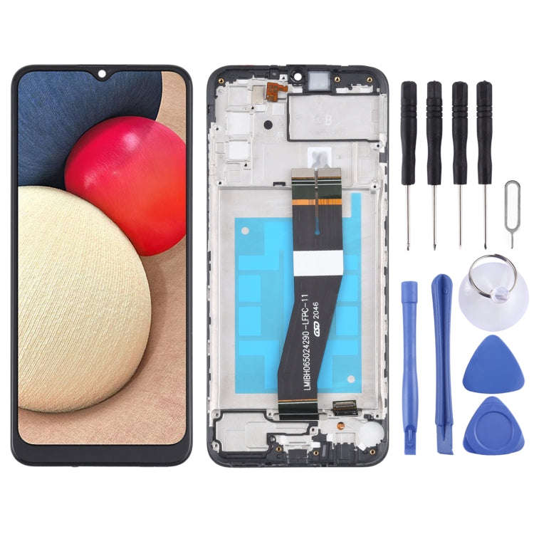 Original LCD Screen and Digitizer Full Assembly With Frame for Samsung Galaxy A02s SM-A025F(GB Ve...