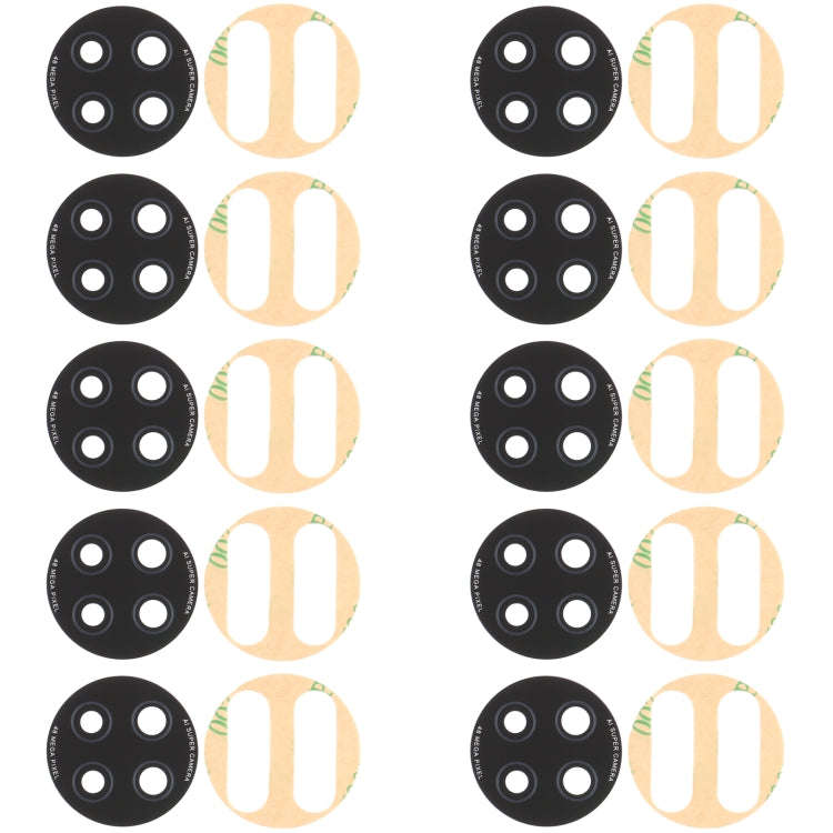 10 PCS Back Camera Lens for Xiaomi Redmi Note 9 5G M2007J22C, For Xiaomi Redmi Note 9 5G