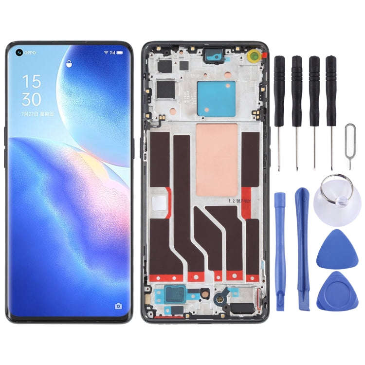 Original LCD Screen and Digitizer Full Assembly with Frame For OPPO Reno5 Pro 5G, For OPPO Reno5 ...