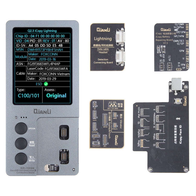 For iPhone 6 - 14 Pro Max 5 in 1 Qianli iCopy Plus 2.2 Repair Detection Programmer Set, 5 in 1