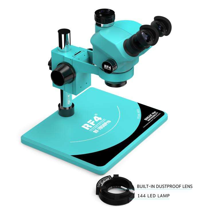 RF4 RF7050Pro 7-50X Synchronous Zoom Trinocular Stereo Microscope with Aluminum Alloy Base, RF705...