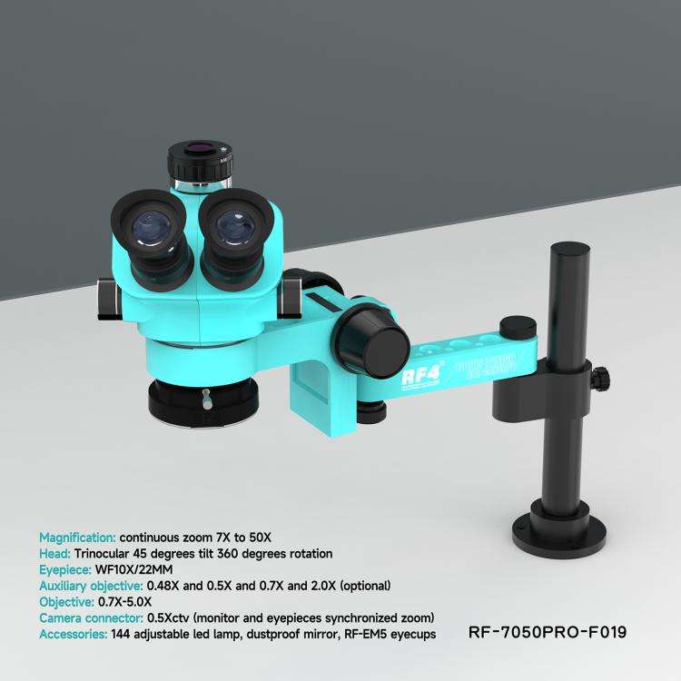RF4 RF7050PRO-FO19 360 Degree Adjustable Universal Telescopic Rotating Lifting Microscope with Si...