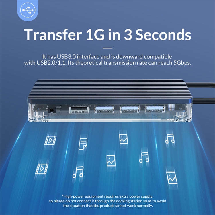 ORICO WB-8P 8-in-1 Type-C Transparent HUB, WB-8P