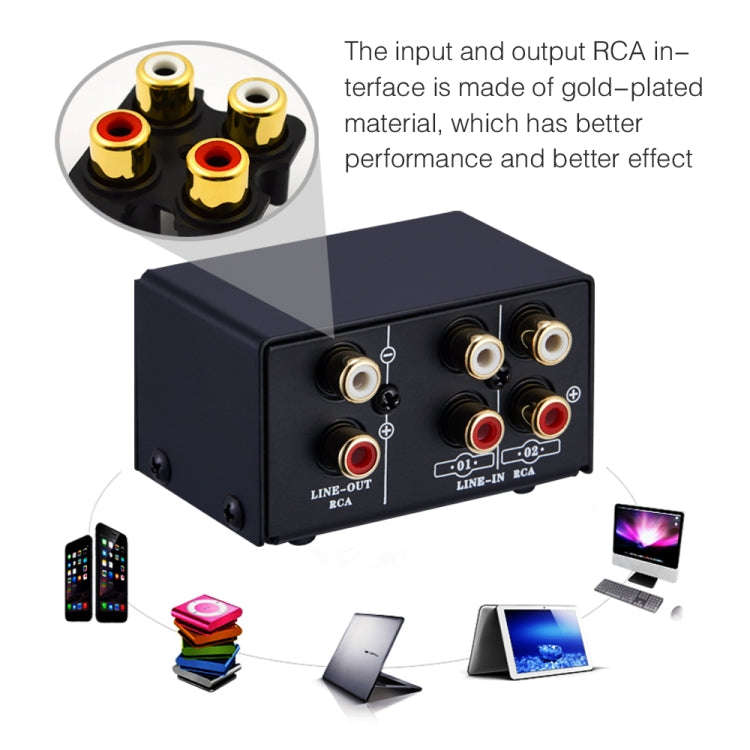 B101 2 In 1 Out (1 In 2 Out) Audio Source Signal Selection Switcher Computer Speaker  RCA Lossles...