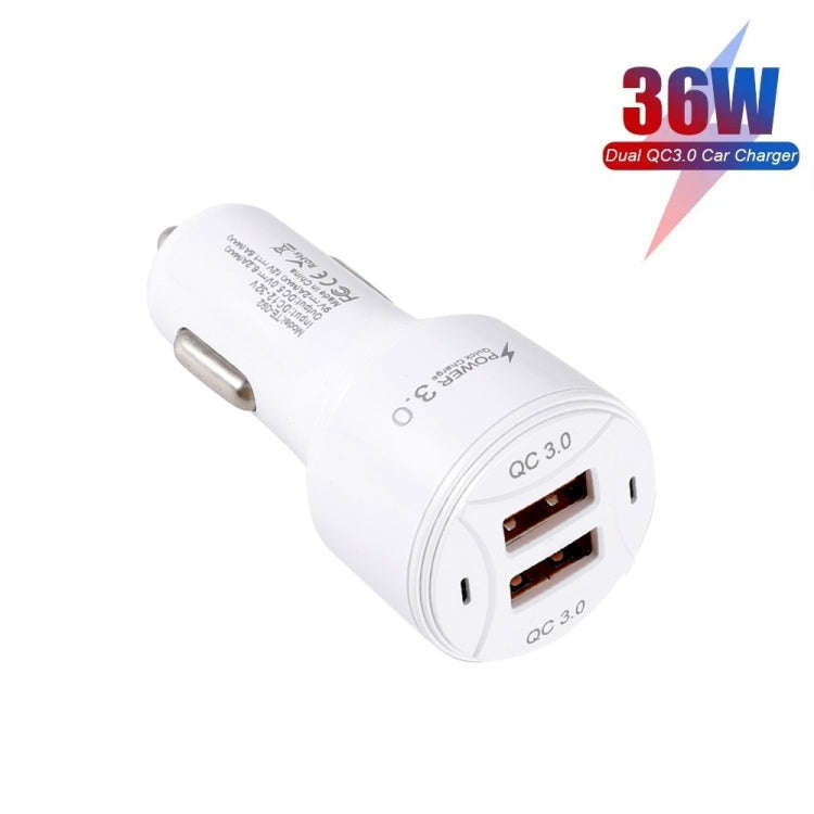 TE-092 36W Dual QC3.0 USB Fast Car Charger + USB to Micro USB Data Cable Set, TE-092 with Micro U...