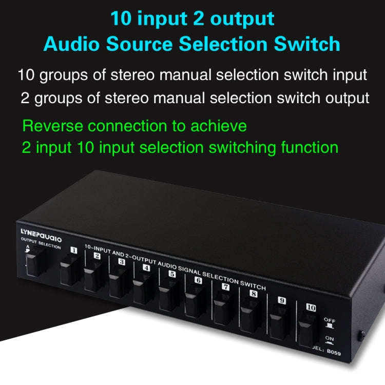 B059 10 In 2 Out / 2 In 10 Out 2-Way RCA Switch Audio Frequency Signal Select Shift Device Loudsp...
