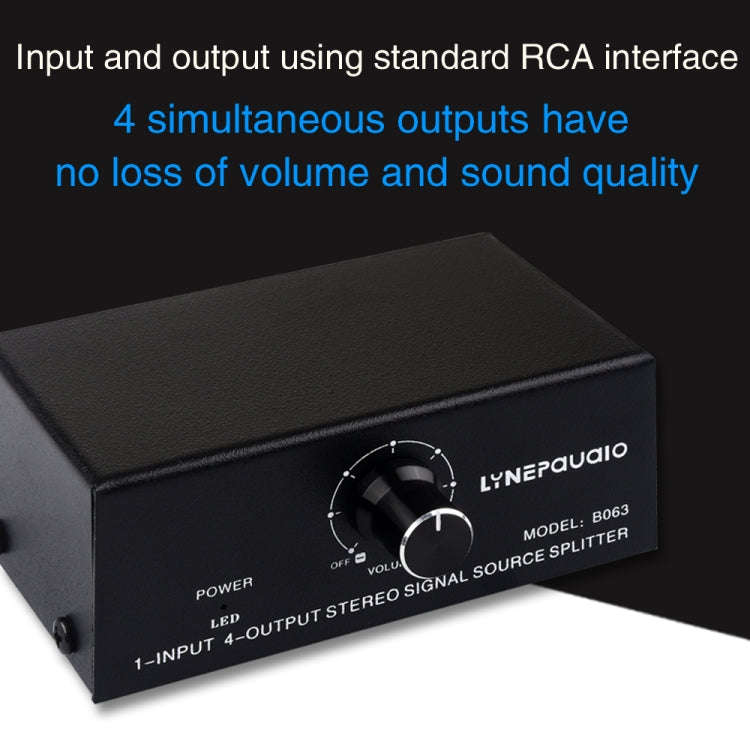 1 In 4 Out Audio Frequency Signal Distribute Device Non Consumption Output RCA Interface, 1 In 4 ...