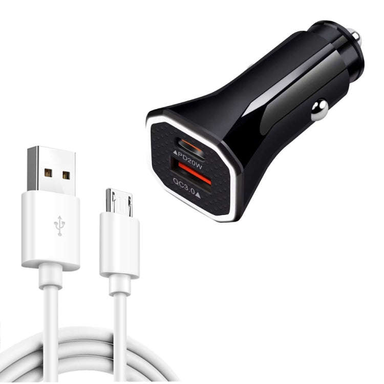 TE-P22 38W PD USB-C / Type-C + QC3. 0 USB Car Charger with 1m USB to Micro USB Data Cable, with M...
