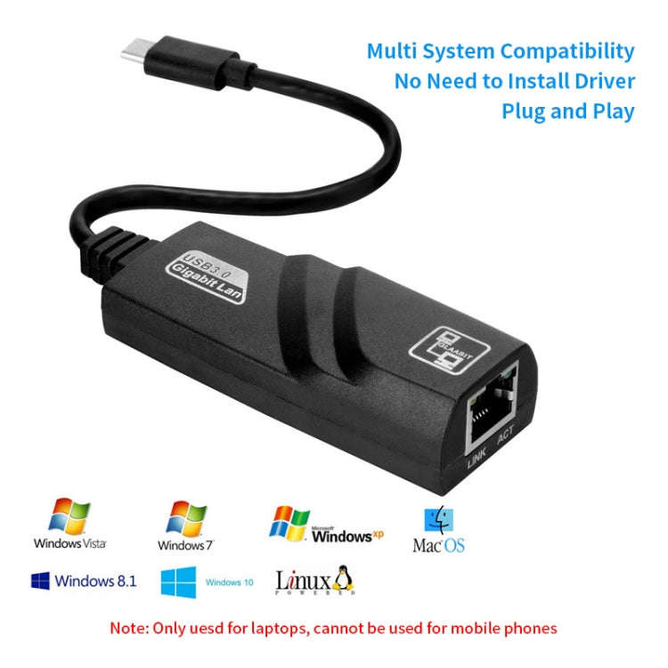 JSM 1000 Mbps USB-C / Type-C to RJ45 Ethernet Adapter Network Cable, JSM 1000 Mbps USB 3.1
