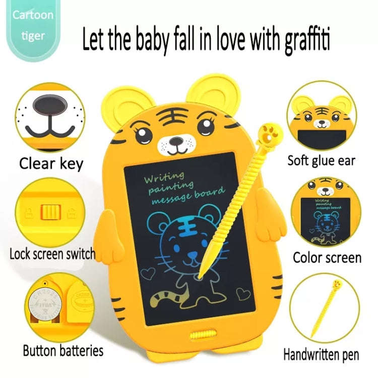 HYD-8511 Cartoon KIds LCD ABS Graffiti Drawing Colorful Hands Writing Board, Tiger