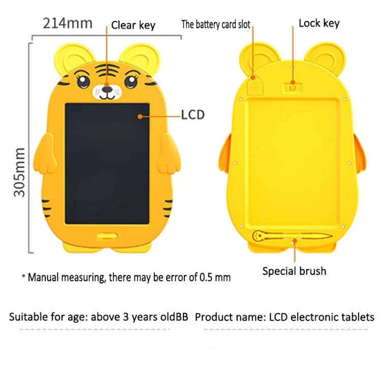 HYD-8511 Cartoon KIds LCD ABS Graffiti Drawing Colorful Hands Writing Board, Tiger