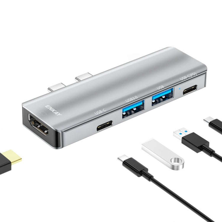 ENKAY Hat-Prince 5 in 2 Hub Type-C to 4K HDMI / USB 3.0 Docking Station Adapter for MacBook