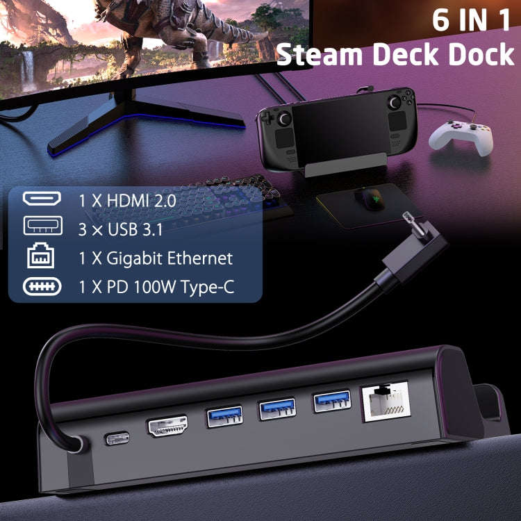 For Steam Deck Expansion Dock Charging Dock Charging Dock HDMI Gigabit Network Port Converter, Fo...
