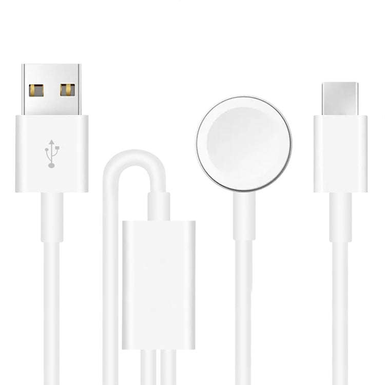 For Apple Watch Series & Phone with Type-C Port 2 in 1 USB Magnetic Charging Cable 3.93ft/1.2m, D...