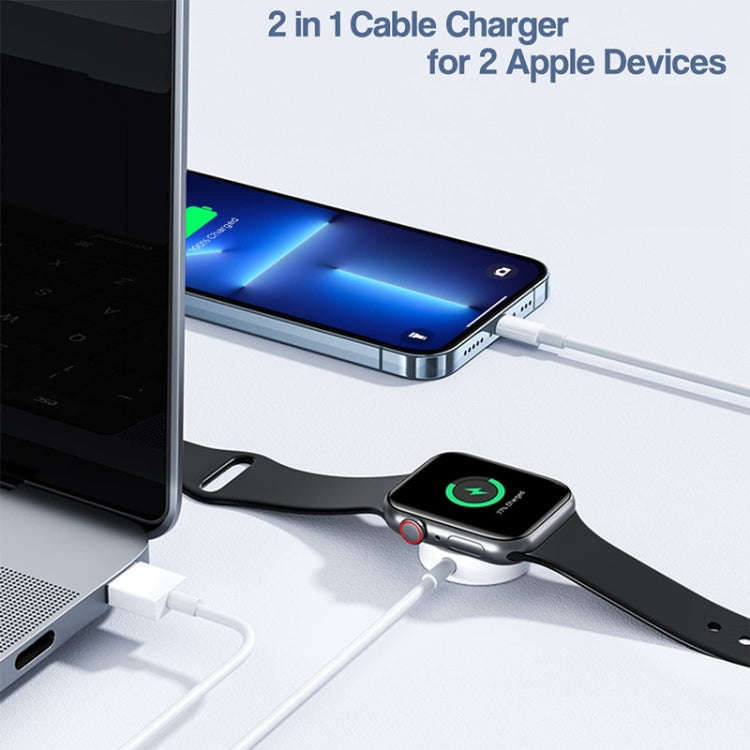 For Apple Watch Series & Phone with Type-C Port 2 in 1 USB Magnetic Charging Cable 3.93ft/1.2m, D...