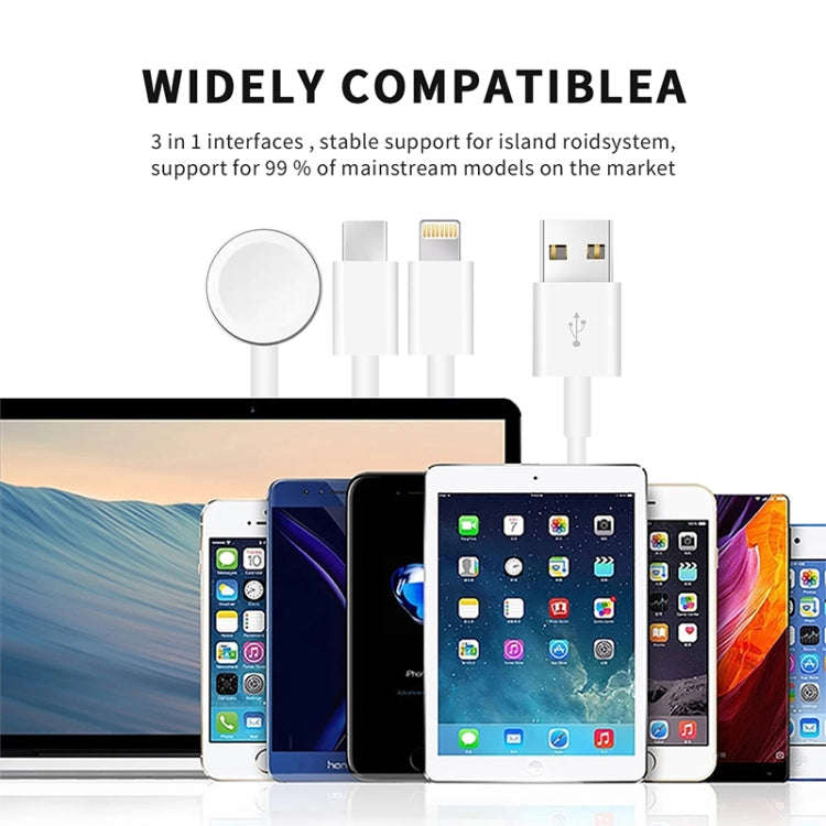 For Apple Watch Series & iPhone & Phone with Type-C Port 3 in 1 USB Magnetic Charging Cable 4ft/1...