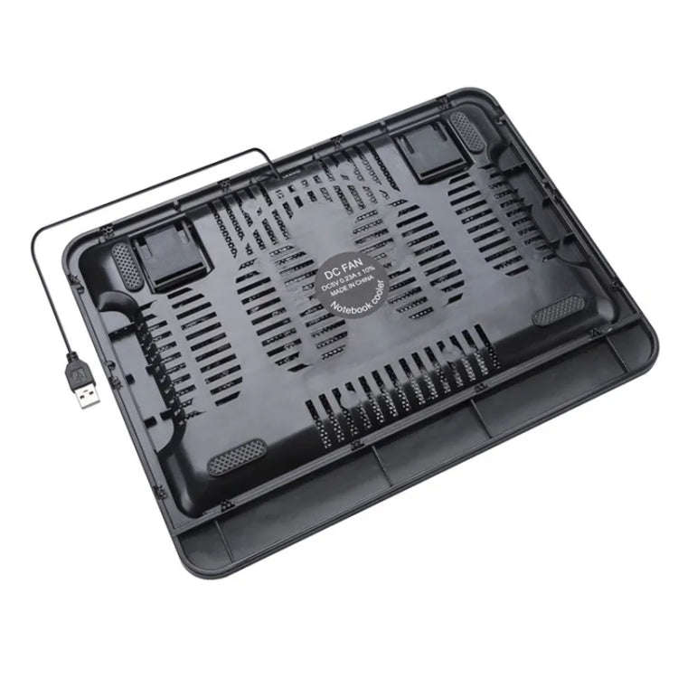 N128 Work Game Dual Fan Laptop Cooling Pad Heat Dissipation Holder with LED Light, N128