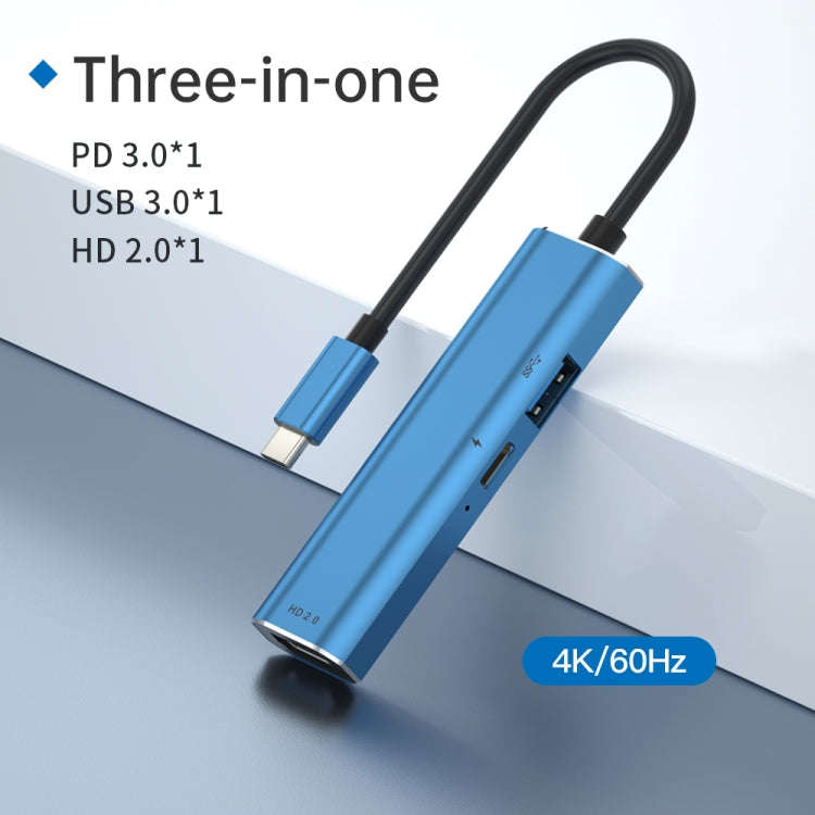 V264 3 in 1 USB-C / Type-C to USB3.0 + PD3.0 + HD2.0 3-Ports Multi Splitter Adapter OTG HUB, USB ...
