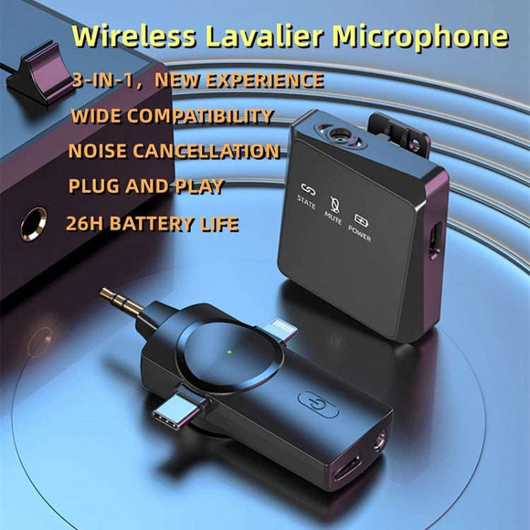 3 in 1 Mini Wireless Lavalier Microphone for iPhone / iPad / Android / PC Camera, One by One, One...