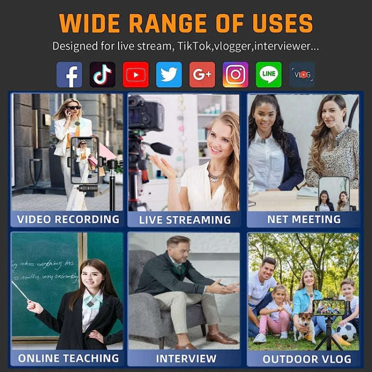 3 in 1 Mini Wireless Lavalier Microphone for iPhone / iPad / Android / PC Camera, One by One, One...