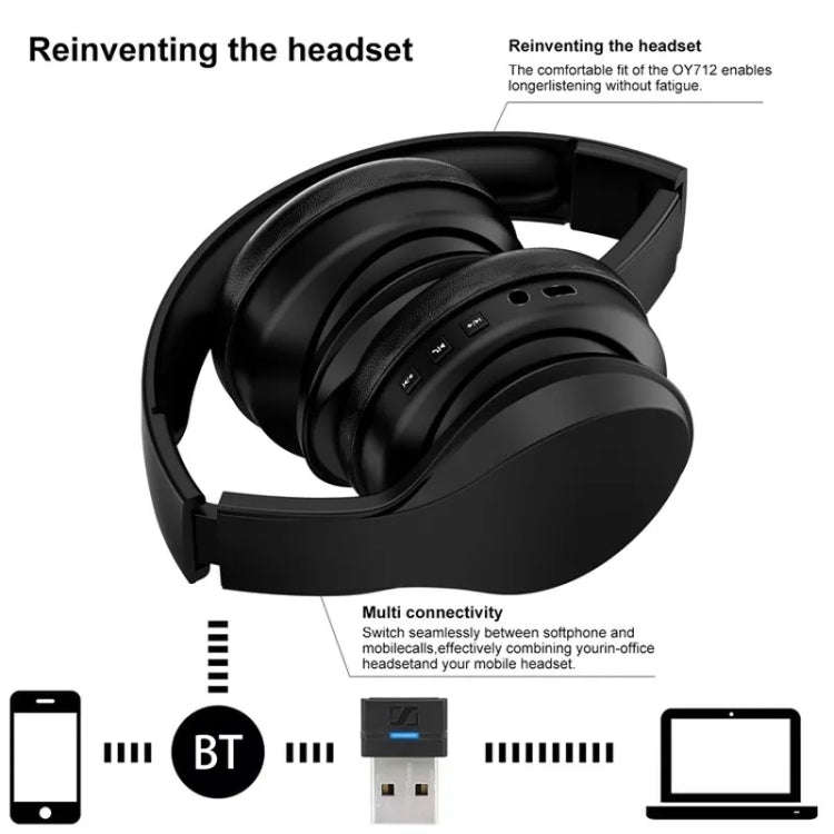 OY712 For Computer Mobile Phone Headset Bass Gaming Noice Cancelling Bluetooth Wireless Headphone