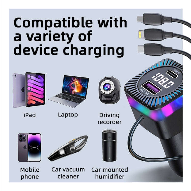 CS5 Car 3 in 1 Bluetooth 5.3 MP3 Player FM Transmitter Charger with Cable, CS5