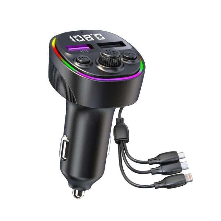 CS1 MP3 Player Bluetooth FM Transmitter 66W 3-In-1 Car Fast Charger, CS1