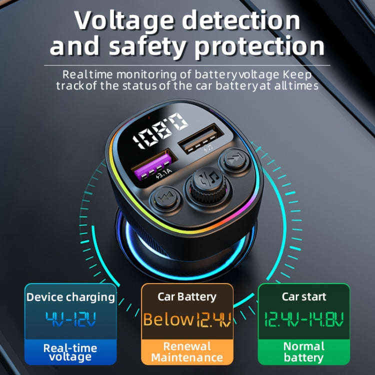 CS1 MP3 Player Bluetooth FM Transmitter 66W 3-In-1 Car Fast Charger, CS1