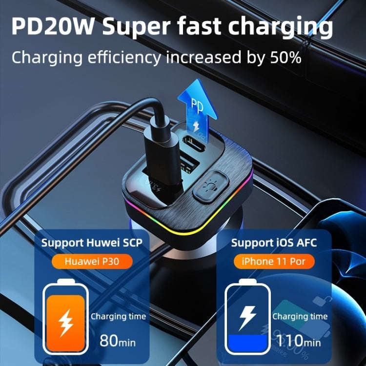 K12 With Type-C / 8-Pin Charging Cable Phone Fast Charging Adapter 2 USB + 1 Type-C PD Car Charge...
