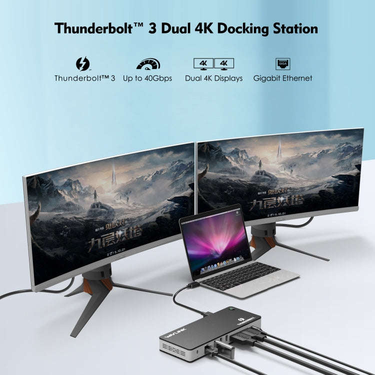 Wavlink UTD21H 60W Host Charging Thunderbolt 3 Docking Station 4K Dual Display 11 in 1 Ports, US ...