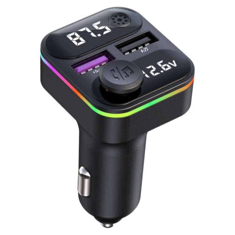 C37 Car QC3.0 20W Fast Charger LED Backlit Atmosphere Light MP3 Player Bluetooth FM Transmitter, C37