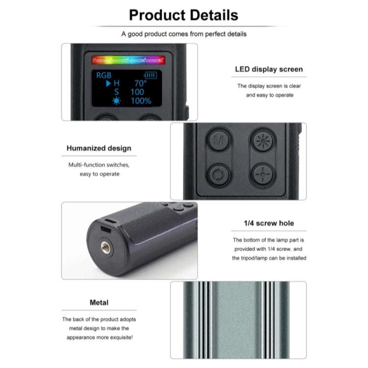 VLOGLITE W150RGB-II With LCD Display RGB Video Light Handheld Light Stick LED Video Light, W150RG...