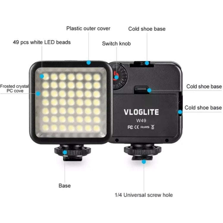 VLOGLITE W49 Photography Cell Phone Live Streaming Beauty Lights Mini Fill Light LED Camera Light...
