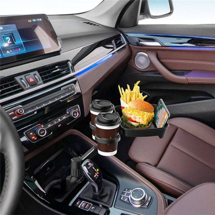 D05 Rotation Meal Tray Phone Stand Car Dining Table Plastic Car Cup Holder Mount Dual Drink Brack...