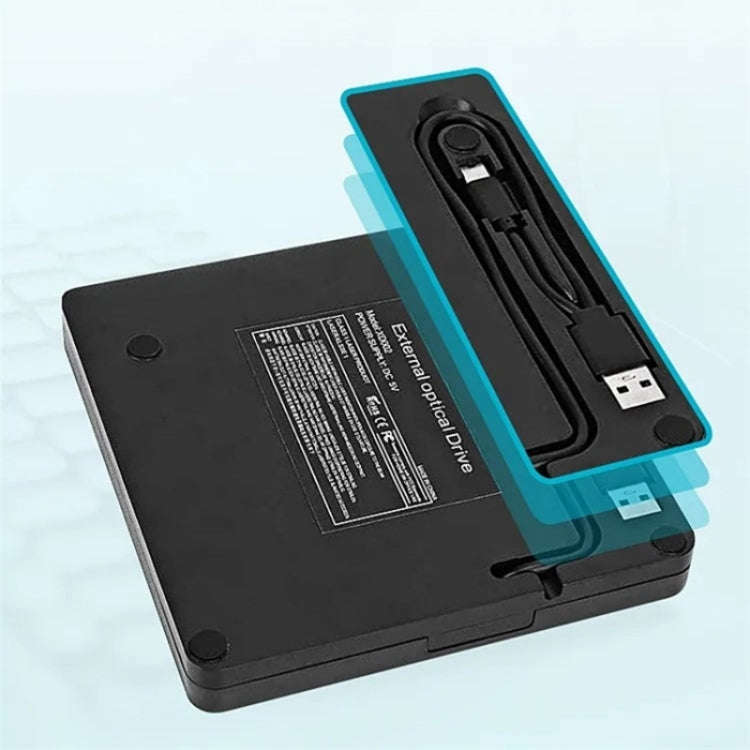 XD009 External CD Reader VCD Burner Ultra-thin Design Laptop Computer USB 3.0+Type-C DVD Drive, X...