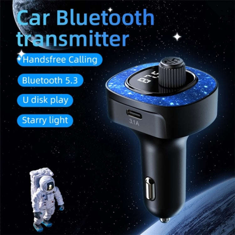 C41 Star Light Car Charger ABS Adapter FM Transmitter Bluetooth Hands-free Call MP3 Music Player,...