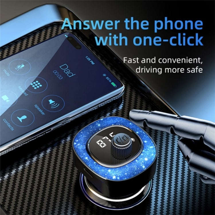 C41 Star Light Car Charger ABS Adapter FM Transmitter Bluetooth Hands-free Call MP3 Music Player,...