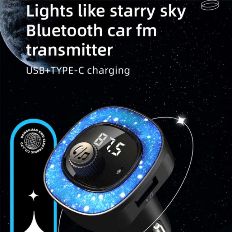 C41 Star Light Car Charger ABS Adapter FM Transmitter Bluetooth Hands-free Call MP3 Music Player,...