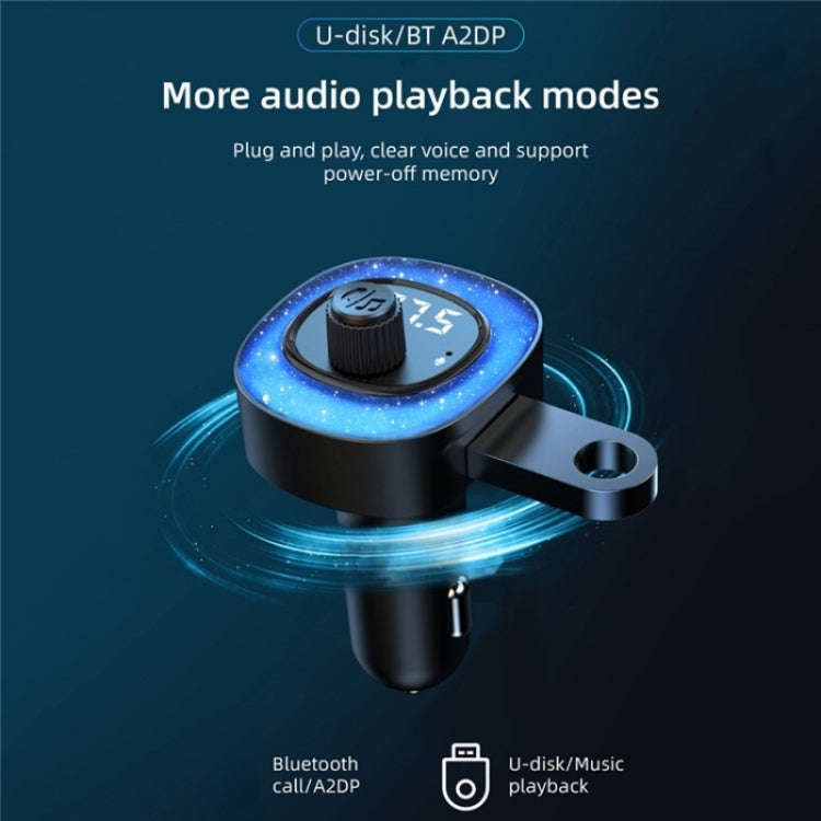 C41 Star Light Car Charger ABS Adapter FM Transmitter Bluetooth Hands-free Call MP3 Music Player,...