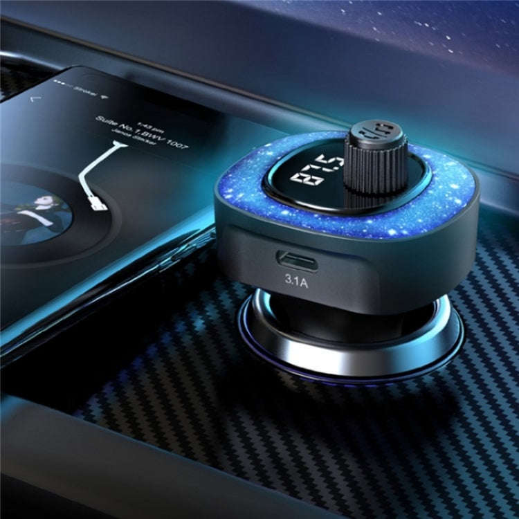 C41 Star Light Car Charger ABS Adapter FM Transmitter Bluetooth Hands-free Call MP3 Music Player,...