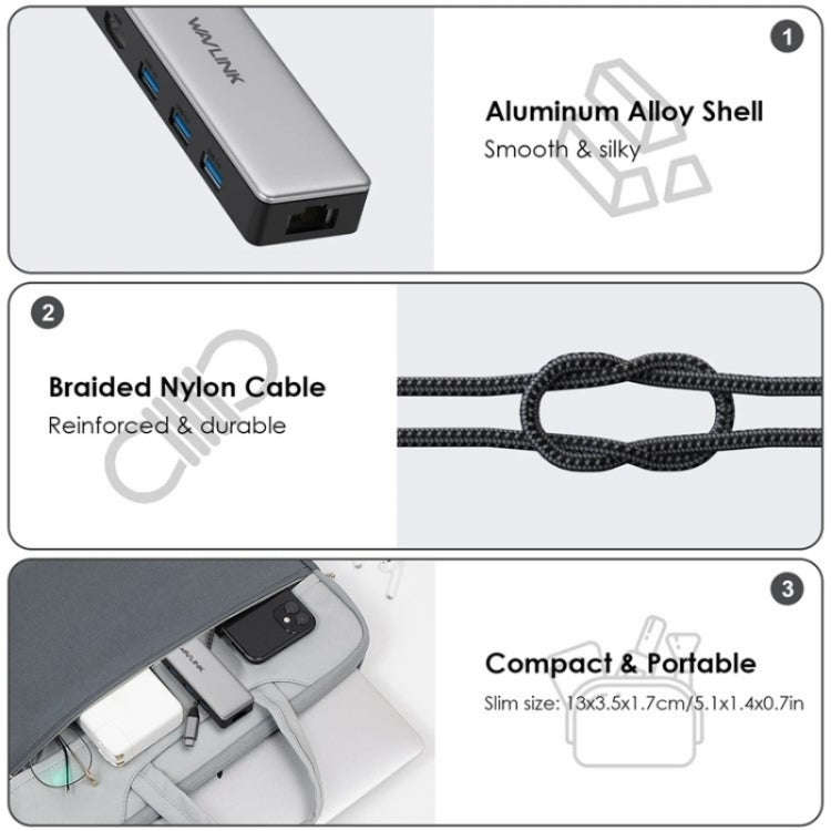 WAVLINK UHP3413 6 in 1 4K Thunderbolt 3 Type-C Devices Hub Adapter USB-C Docking Station, UHP3413