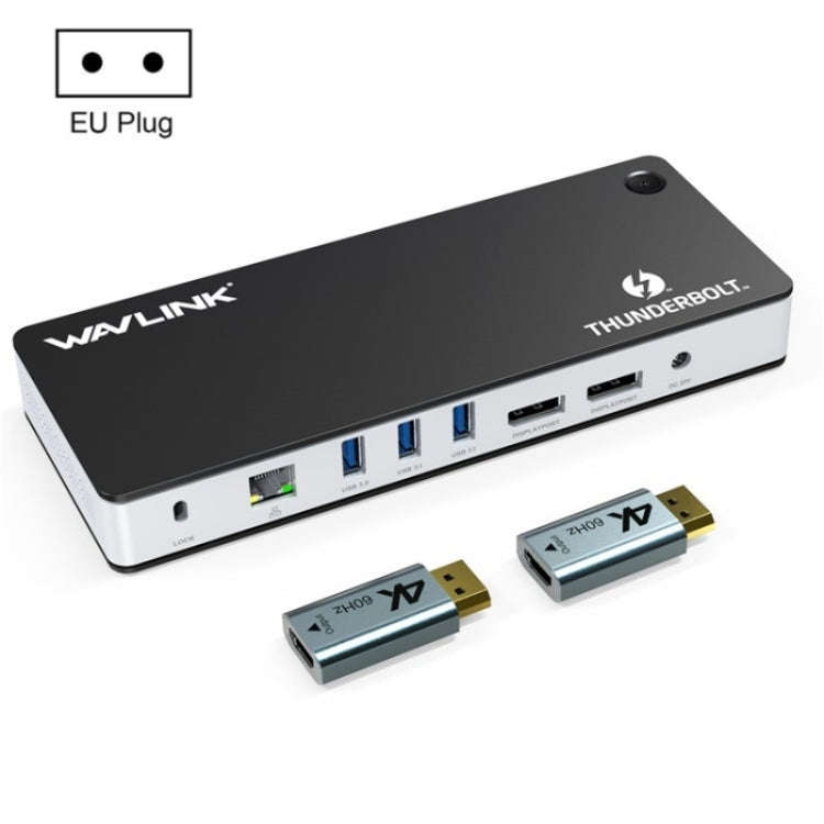 WAVLINK UTD21H 11 in 1 4K Dual DisplayPort Hub Converter Thunderbolt 3 Docking Station, US Plug, ...