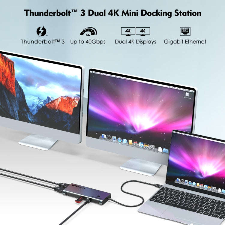 WAVLINK WL-UTD05 Multi-Function 4-in-1 Extender Type-C to DP Thunderbolt 3 Connector 4K Transfer,...