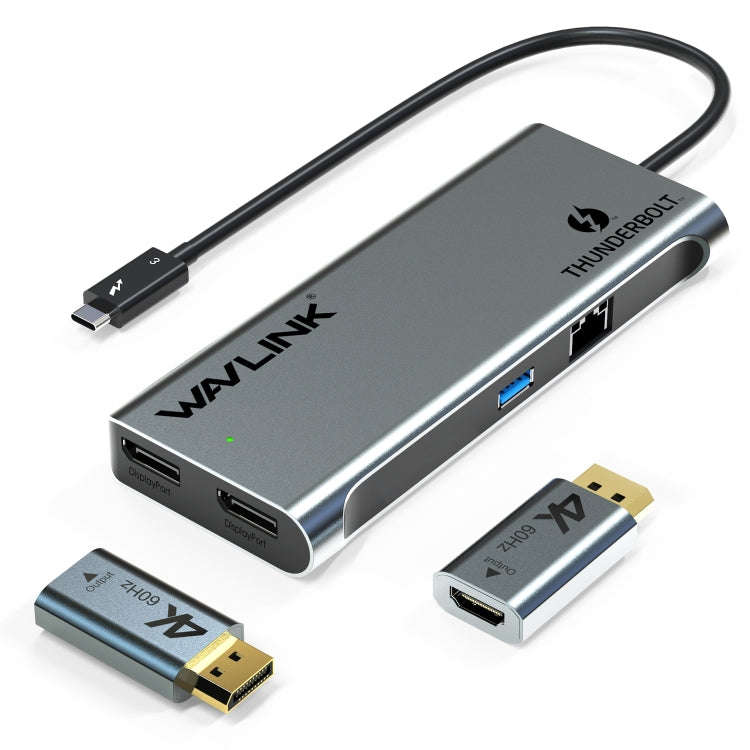 WAVLINK WL-UTD05H Thunderbolt 3 Dual 4K Mini Docking Station Converter With 2 DP to HD Adapters, ...