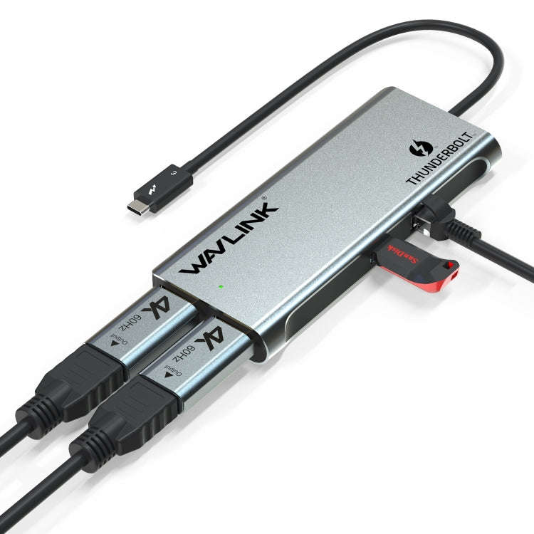 WAVLINK WL-UTD05H Thunderbolt 3 Dual 4K Mini Docking Station Converter With 2 DP to HD Adapters, ...