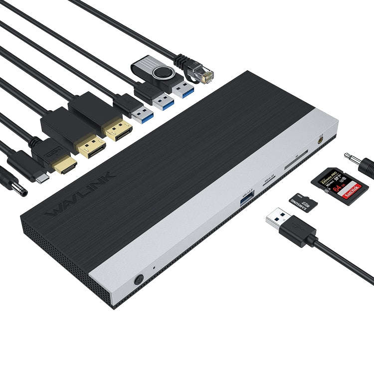 WAVLINK WL-UMD01 USB3.0 Splitter Docking Station Gigabit Ethernet / DP / HD Cable Converter, UMD01