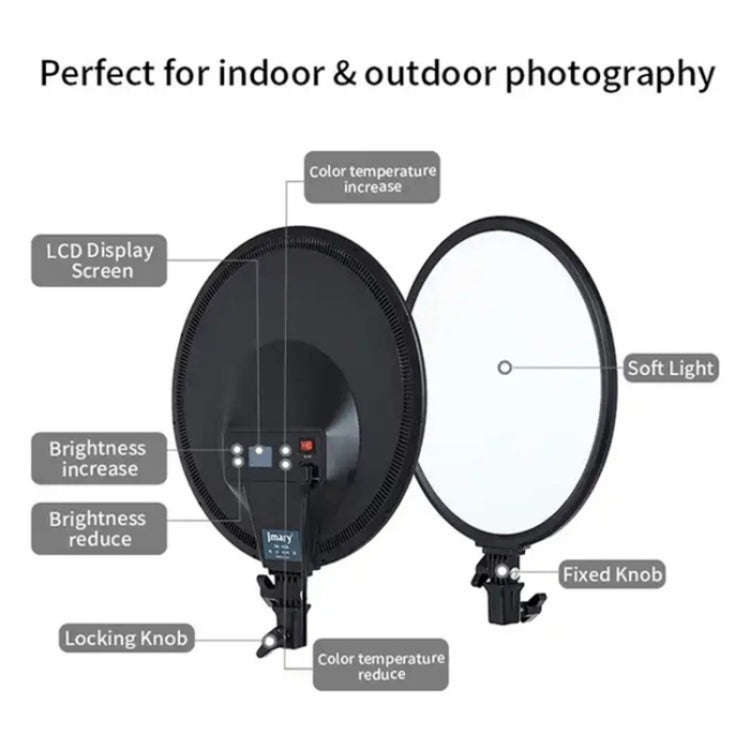 JMARY FM-15RS 40W Adjustable 15-inch Portrait Light Studio LED Round Fill Light, US Plug, EU Plug